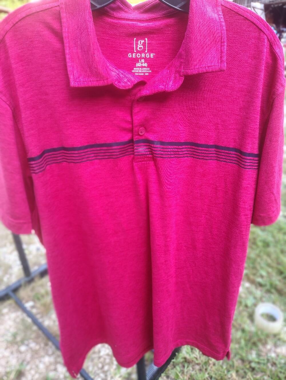 George Men's Magenta Polo Shirt with Stripe Detail